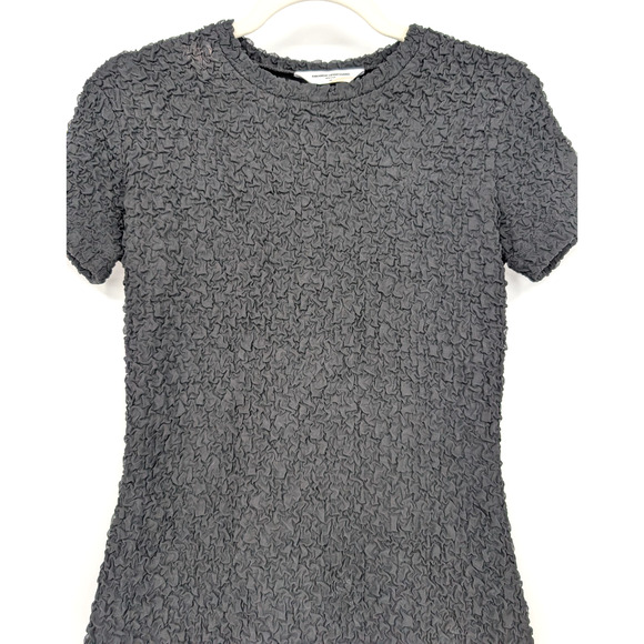 Amanda Uprichard Rosaria Textured Smocked Stretch Black Midi Dress Size XS - Picture 5 of 12